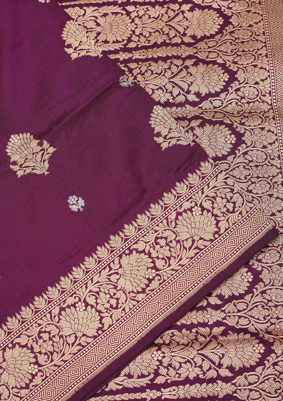 Purple Zariwork Pure Silk Saree-Koskii