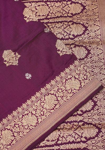 Purple Zariwork Pure Silk Saree-Koskii