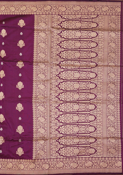 Purple Zariwork Pure Silk Saree-Koskii