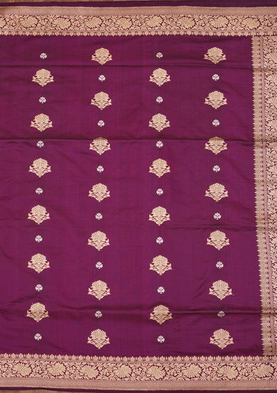 Purple Zariwork Pure Silk Saree-Koskii