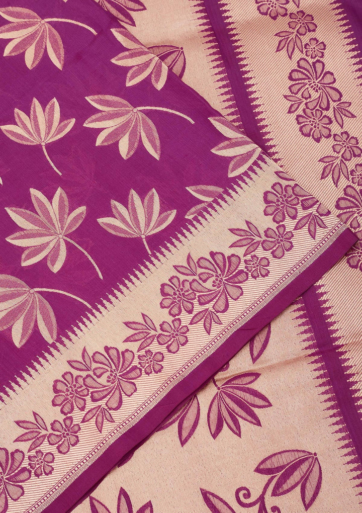 Purple Zariwork Pure Silk Saree-Koskii