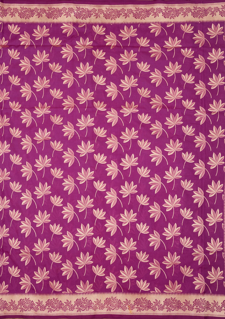 Purple Zariwork Pure Silk Saree-Koskii