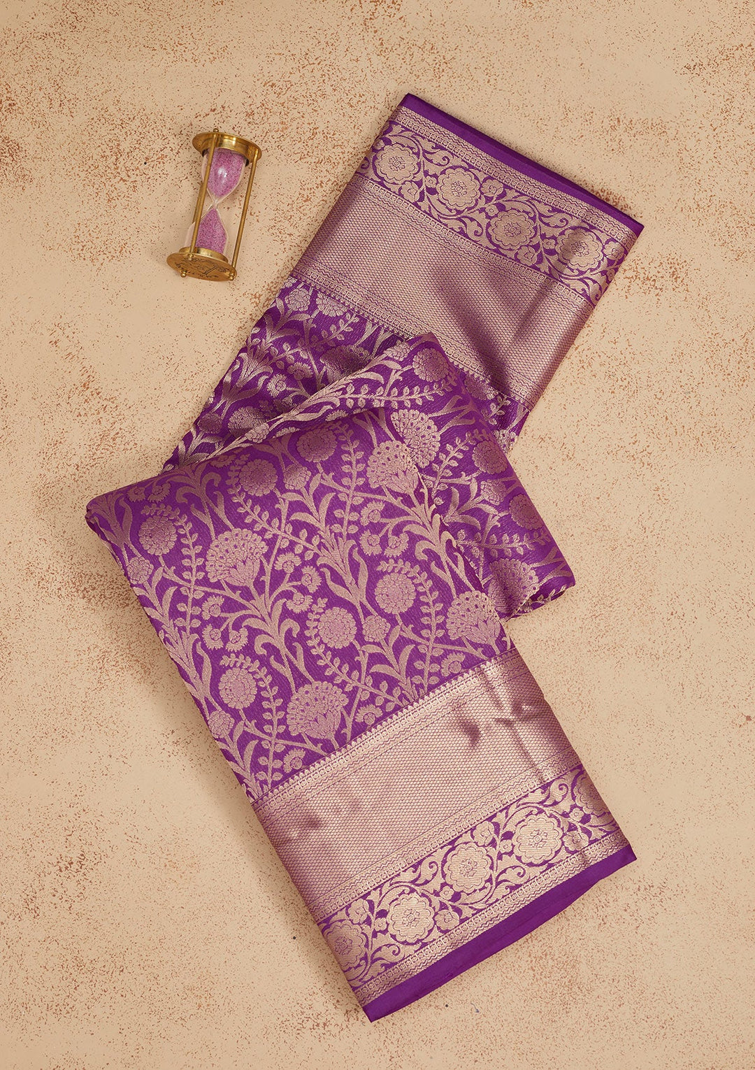 Purple Zariwork Pure Silk Saree-Koskii