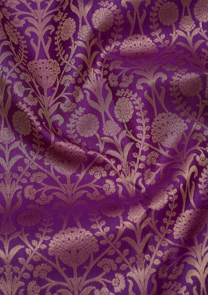 Purple Zariwork Pure Silk Saree-Koskii