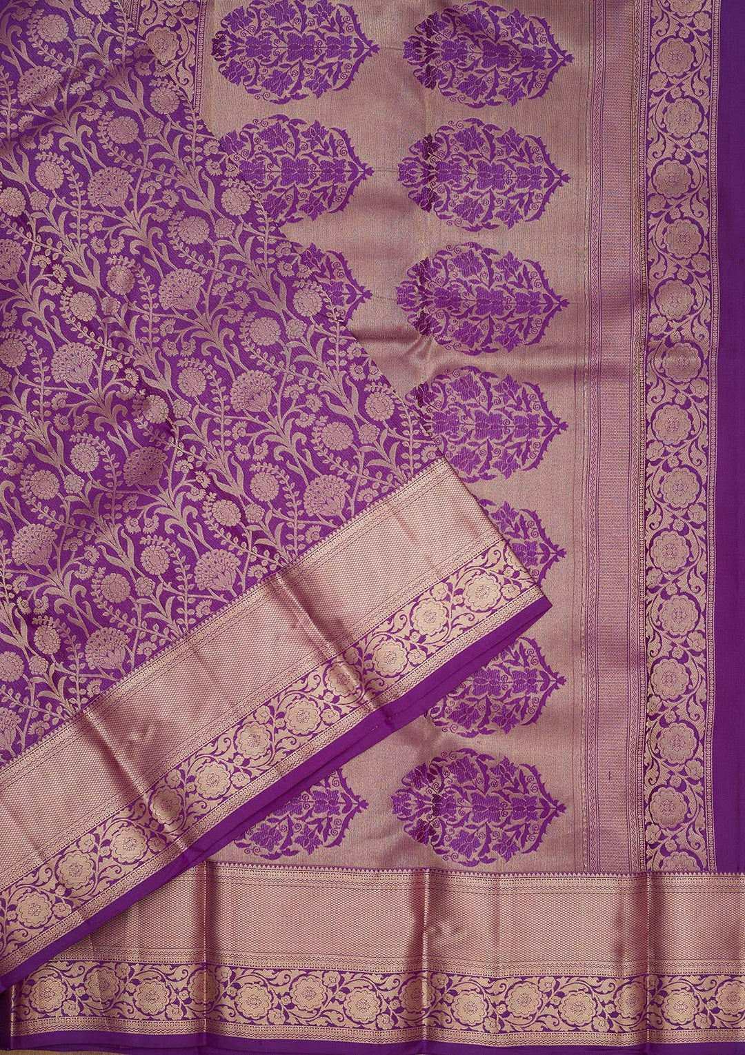 Purple Zariwork Pure Silk Saree-Koskii