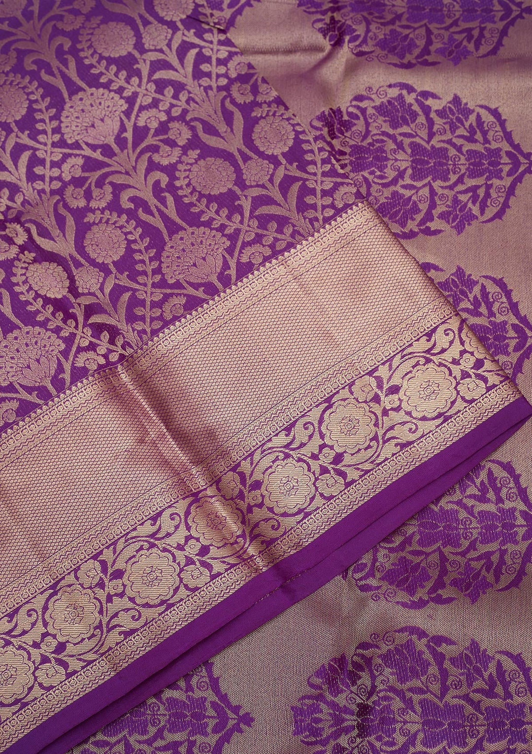 Purple Zariwork Pure Silk Saree-Koskii