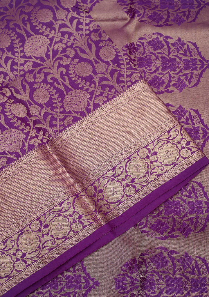 Purple Zariwork Pure Silk Saree-Koskii
