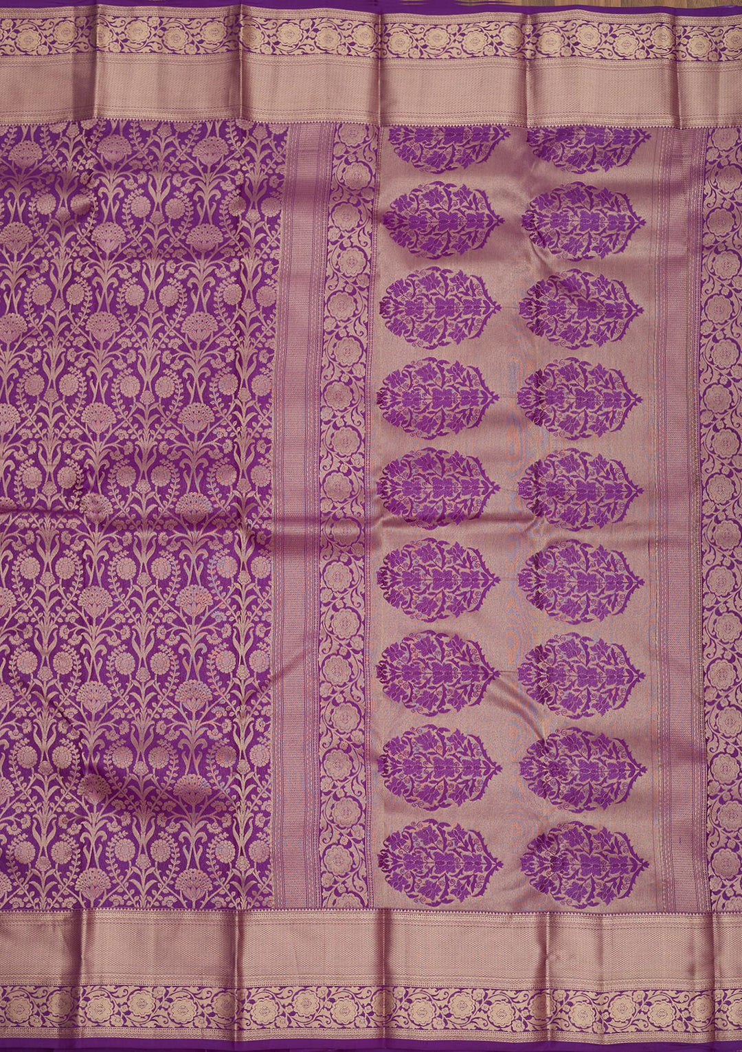 Purple Zariwork Pure Silk Saree-Koskii