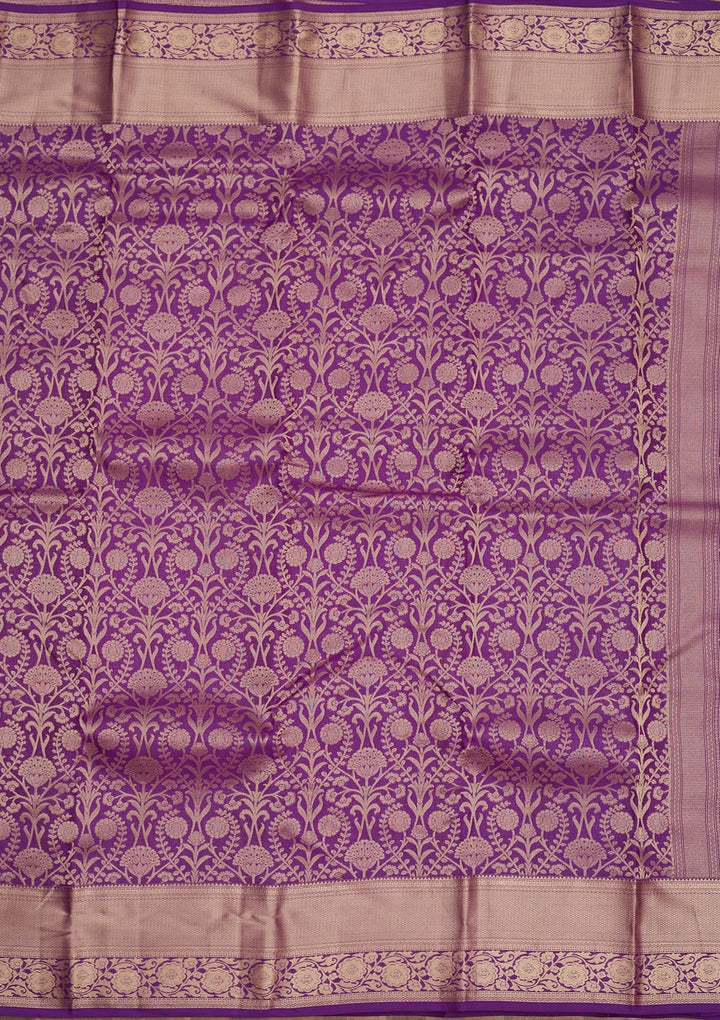 Purple Zariwork Pure Silk Saree-Koskii