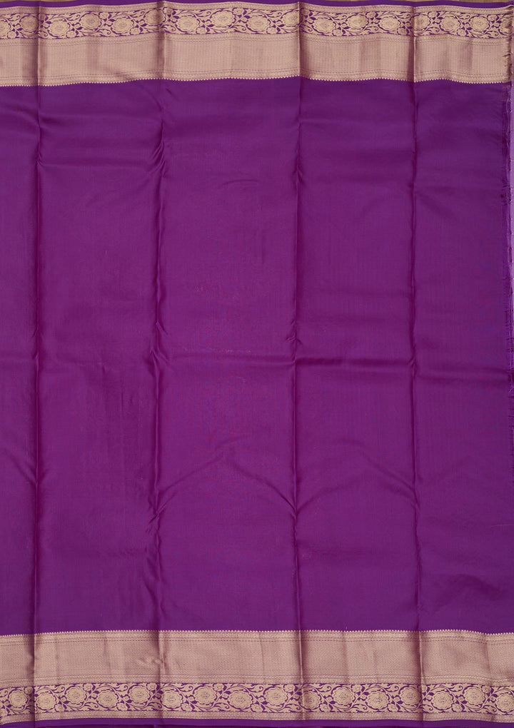 Purple Zariwork Pure Silk Saree-Koskii