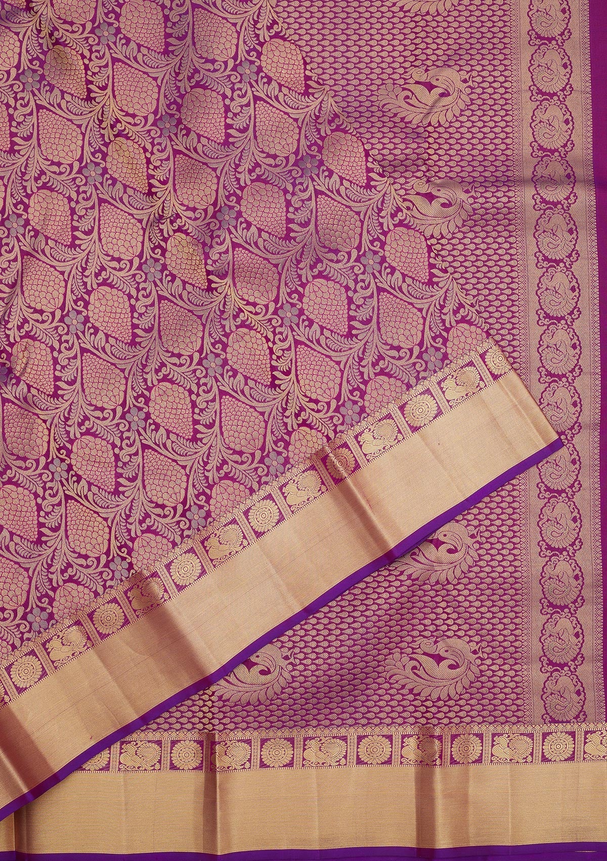 Purple Zariwork Pure Silk Saree-Koskii