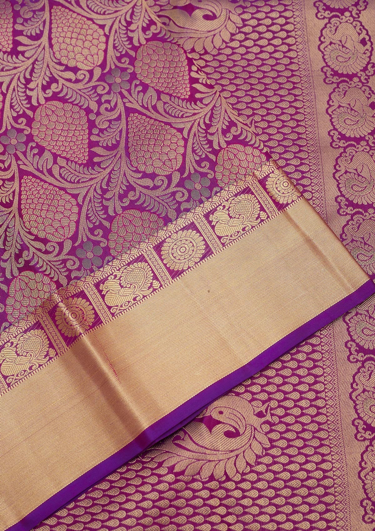 Purple Zariwork Pure Silk Saree-Koskii