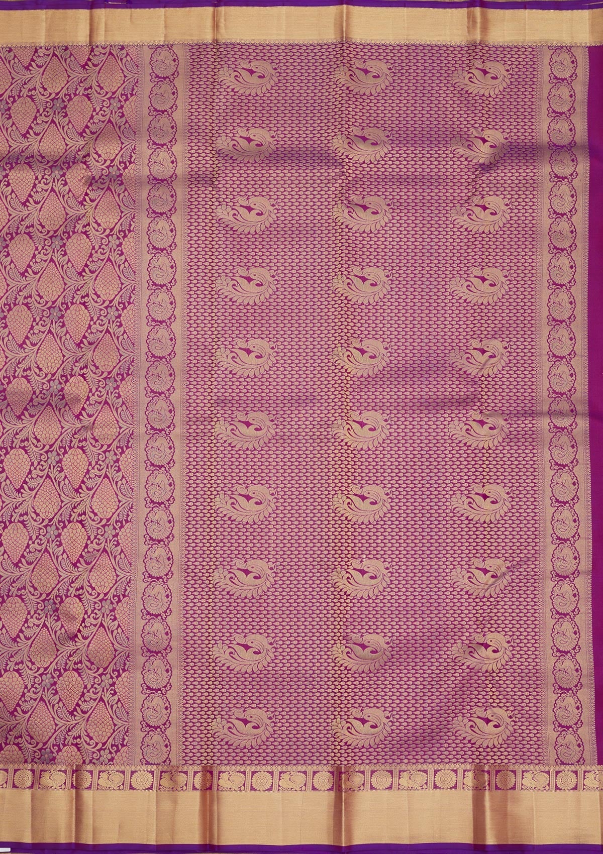 Purple Zariwork Pure Silk Saree-Koskii