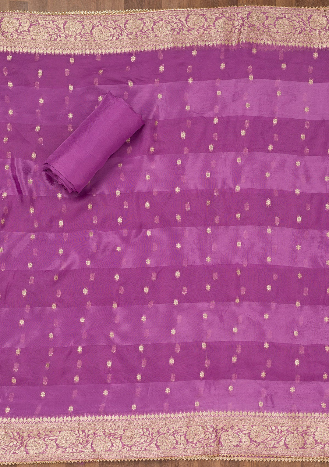 Purple Zariwork Raw Silk Unstitched Salwar Suit-Koskii