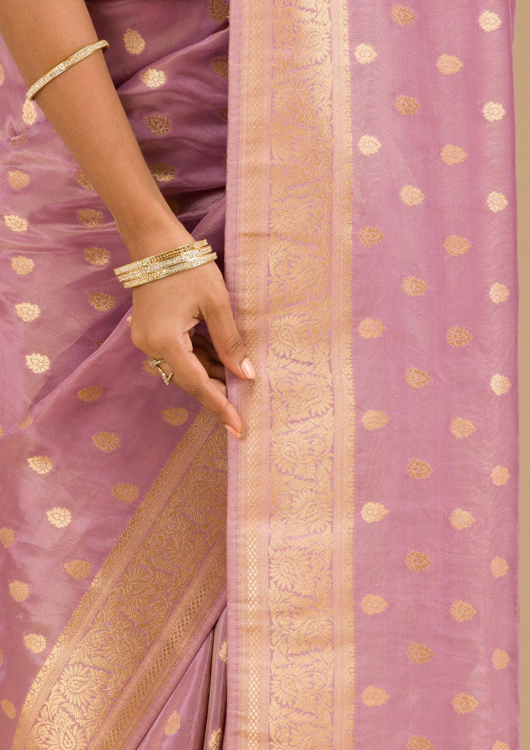 Purple Zariwork Raw Silk Saree-Koskii