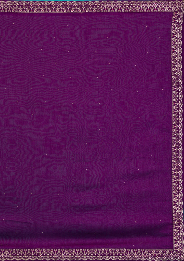 Purple Zariwork Raw Silk Readymade Salwar Suit-Koskii