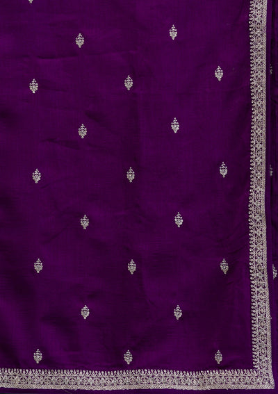 Purple Zariwork Raw Silk Readymade Salwar Suit-Koskii