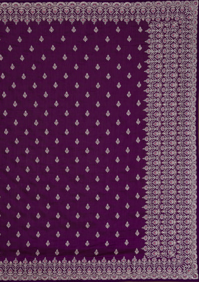 Purple Zariwork Raw Silk Saree-Koskii
