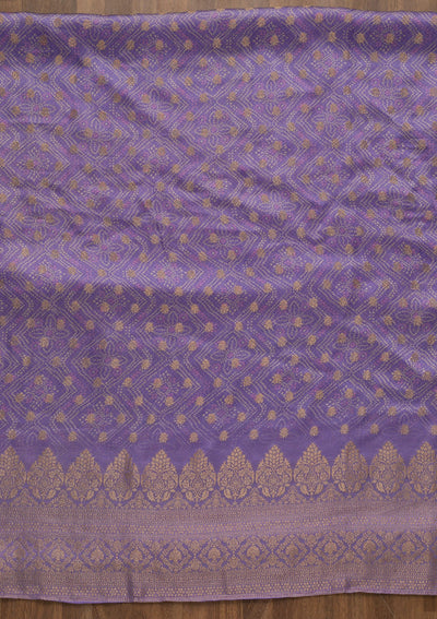 Purple Zariwork Semi Crepe Unstitched Salwar Kameez-Koskii