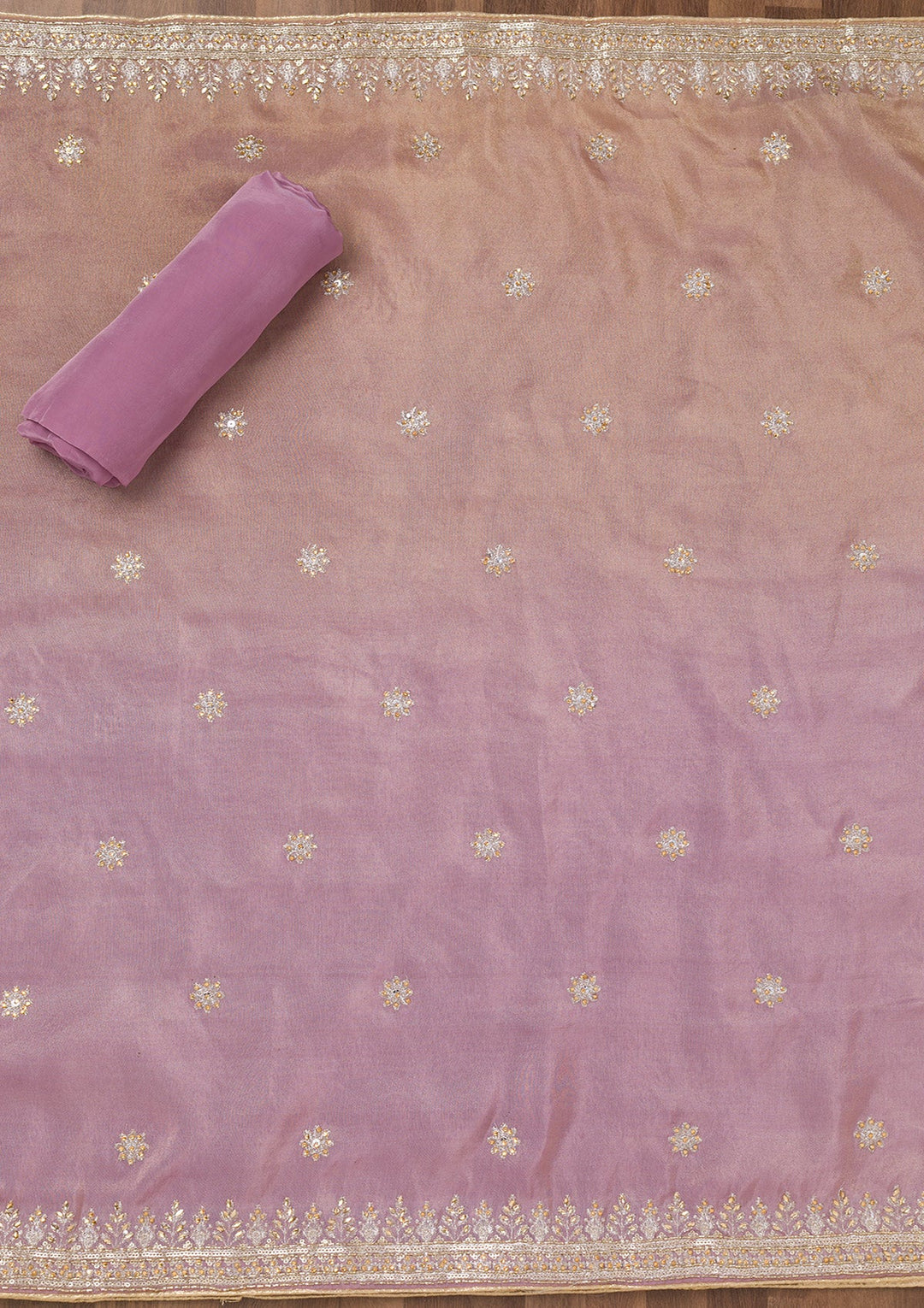 Purple Zariwork Semi Crepe Unstitched Salwar Suit-Koskii