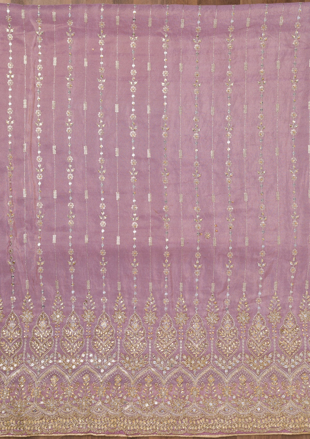 Purple Zariwork Semi Crepe Unstitched Salwar Suit-Koskii