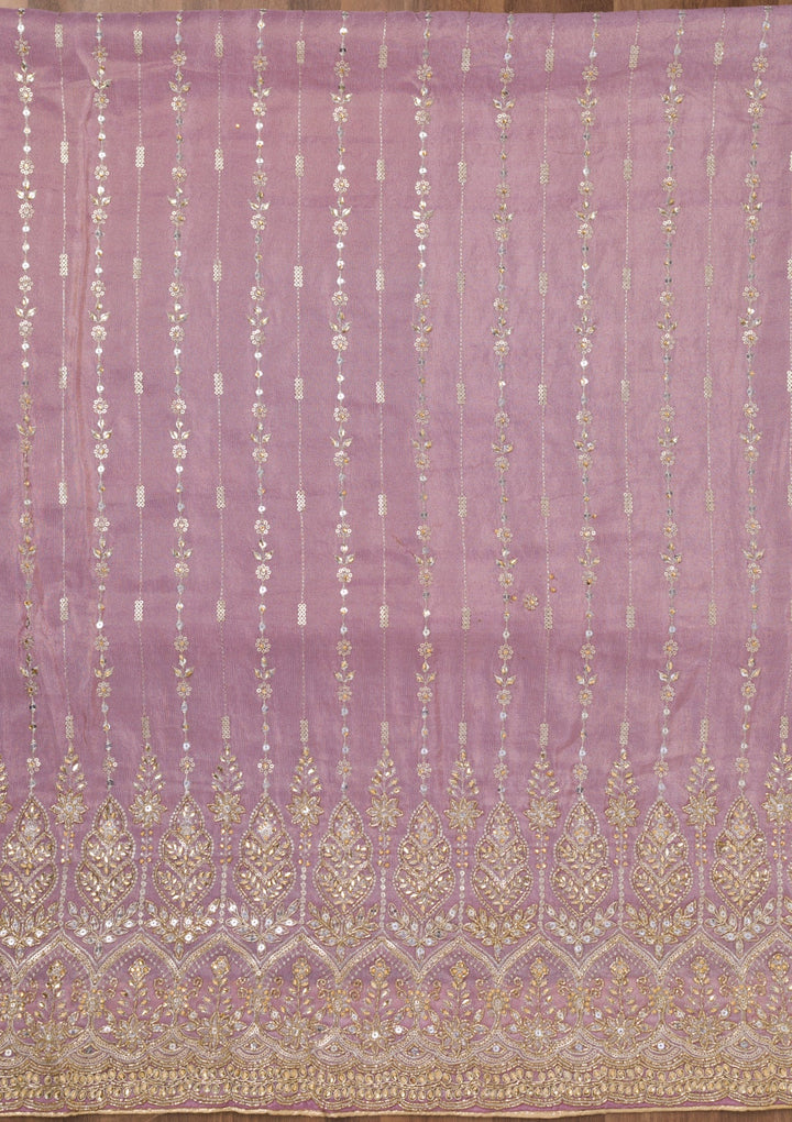 Purple Zariwork Semi Crepe Unstitched Salwar Suit-Koskii