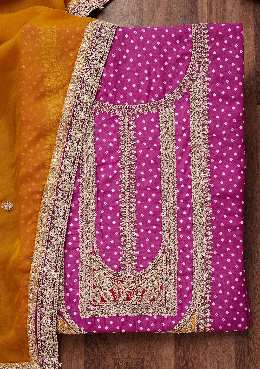 Purple Zariwork Semi Crepe Unstitched Salwar Suit-Koskii