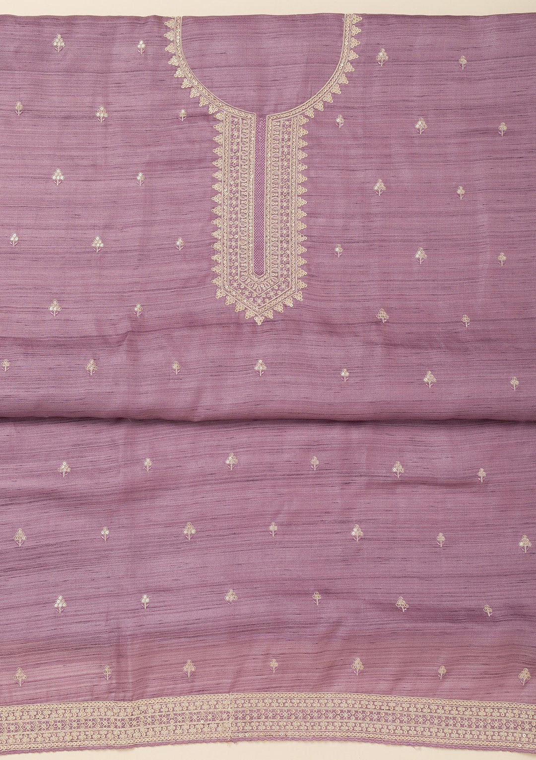 Purple Zariwork Raw Silk Unstitched Salwar Suit-Koskii