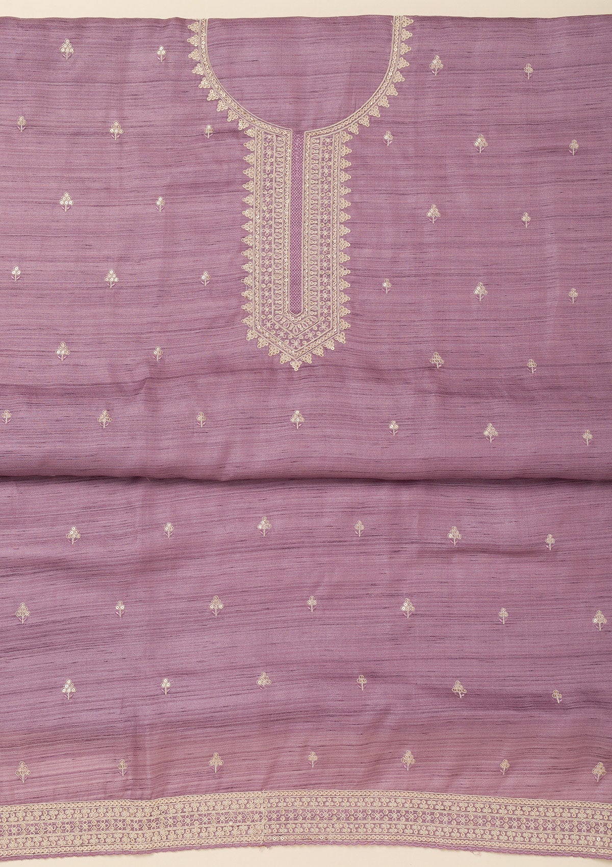 Purple Zariwork Raw Silk Unstitched Salwar Suit-Koskii