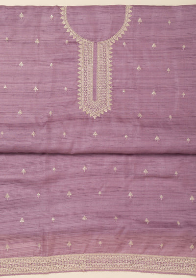 Purple Zariwork Raw Silk Unstitched Salwar Suit-Koskii