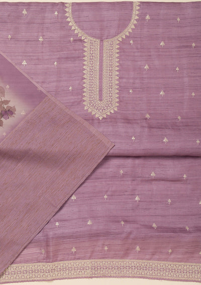 Purple Zariwork Raw Silk Unstitched Salwar Suit-Koskii