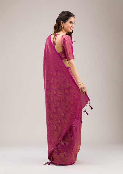 Purple Zariwork Soft Silk Saree-Koskii