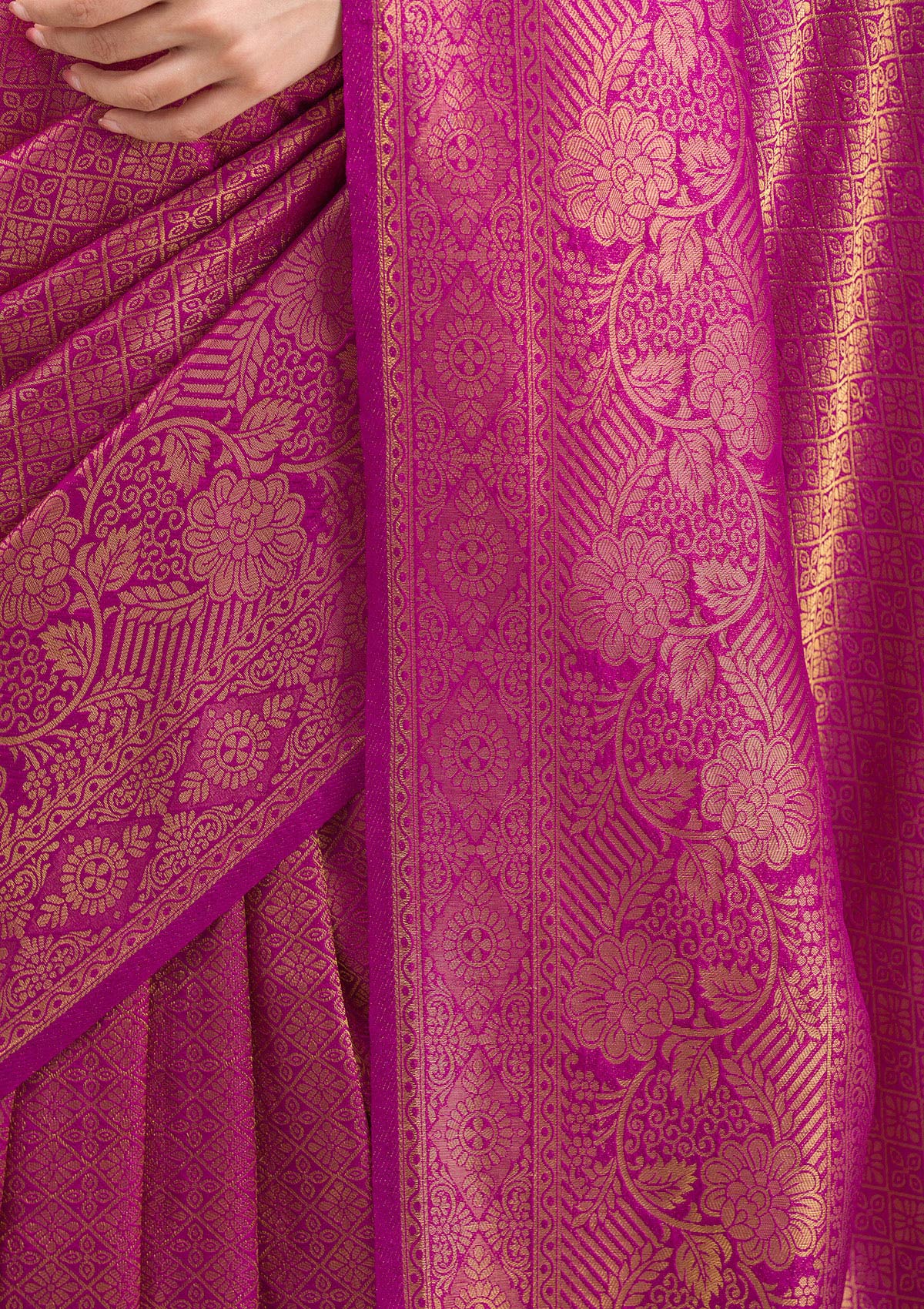 Purple Zariwork Soft Silk Saree-Koskii