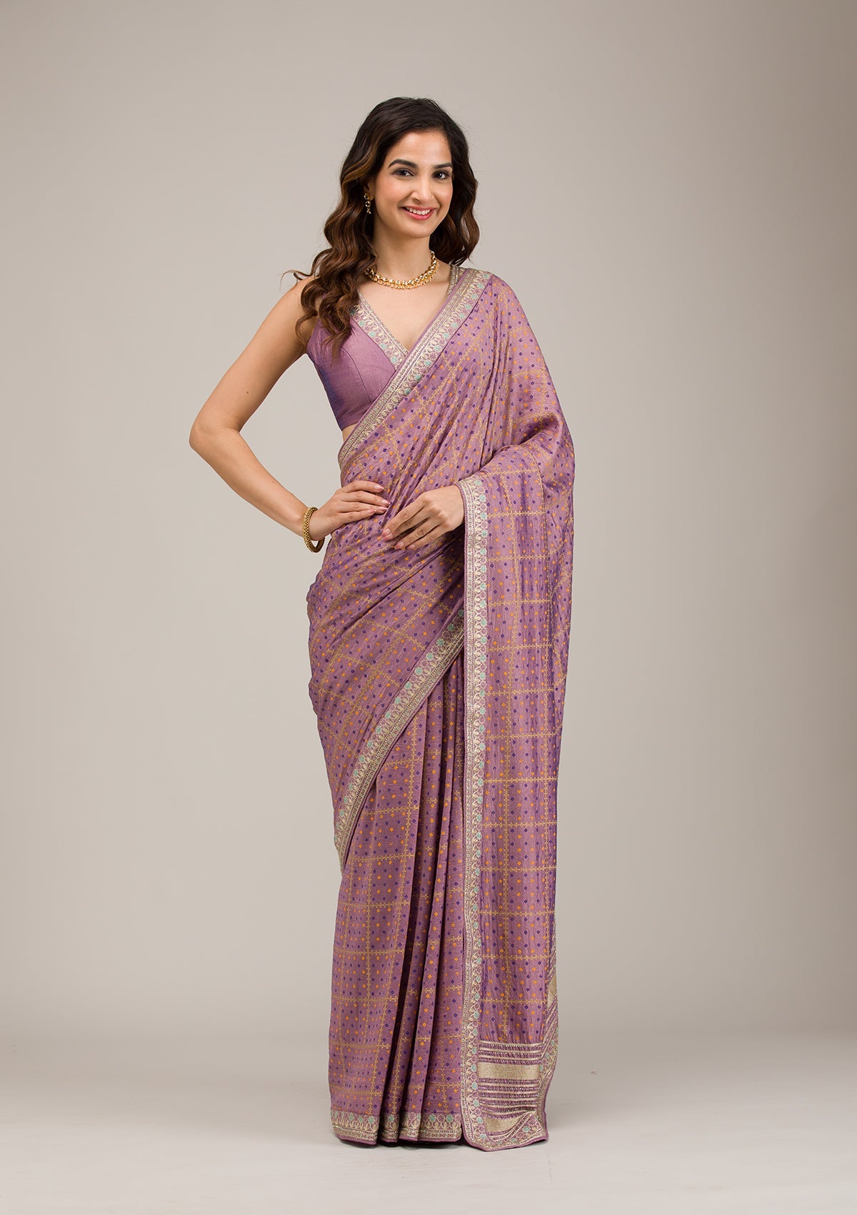 Purple Zariwork Soft Silk Saree-Koskii