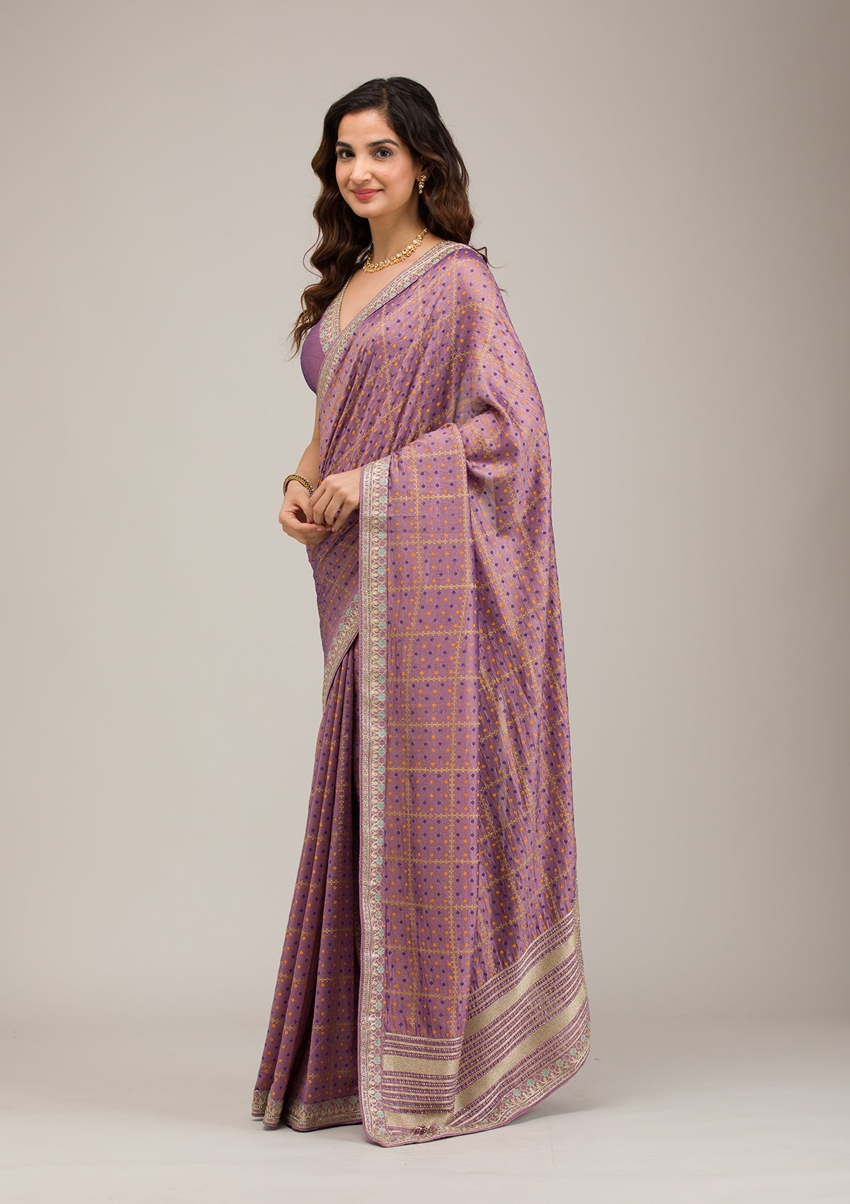 Purple Zariwork Soft Silk Saree-Koskii