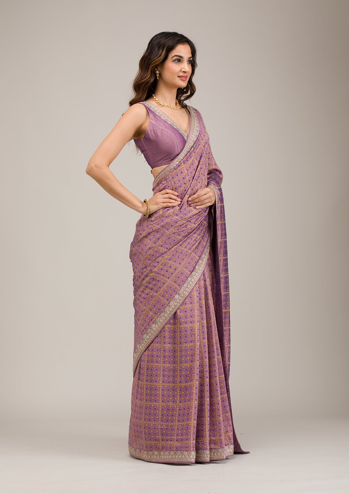 Purple Zariwork Soft Silk Saree-Koskii