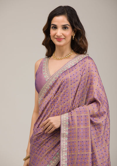 Purple Zariwork Soft Silk Saree-Koskii