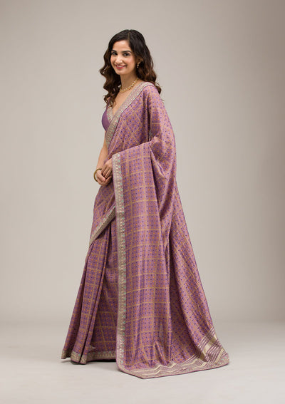 Purple Zariwork Soft Silk Saree-Koskii