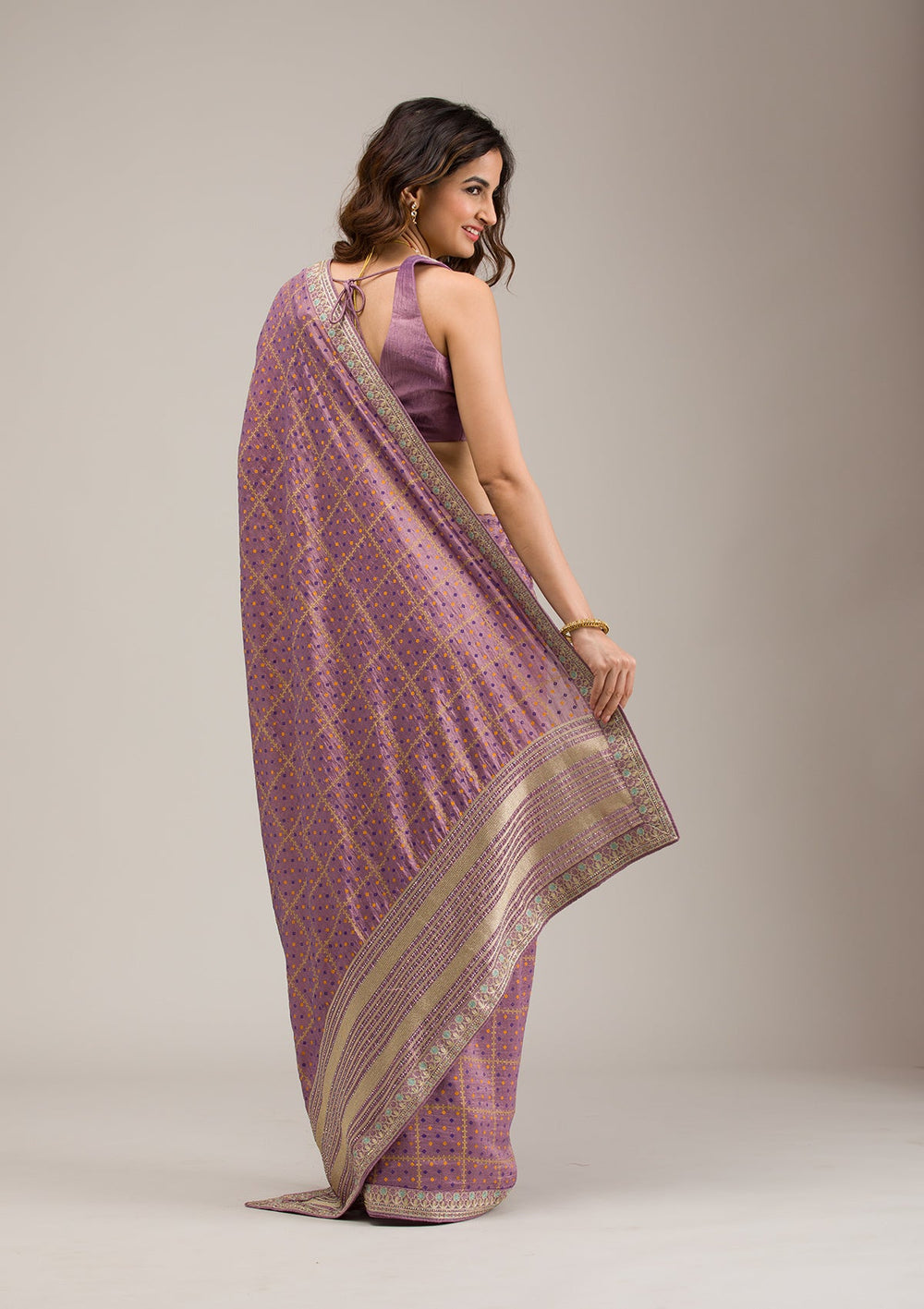 Purple Zariwork Soft Silk Saree-Koskii