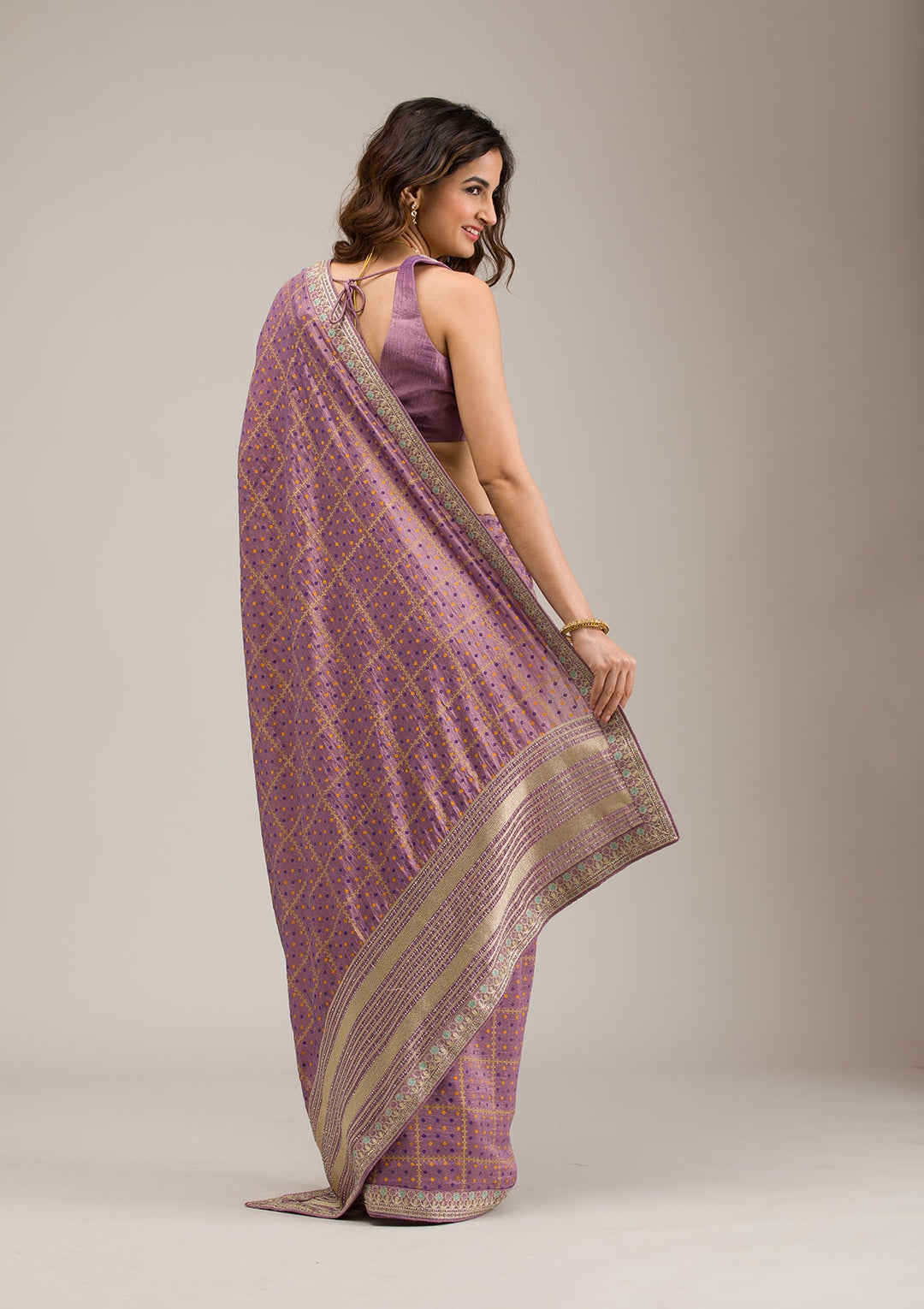 Purple Zariwork Soft Silk Saree-Koskii
