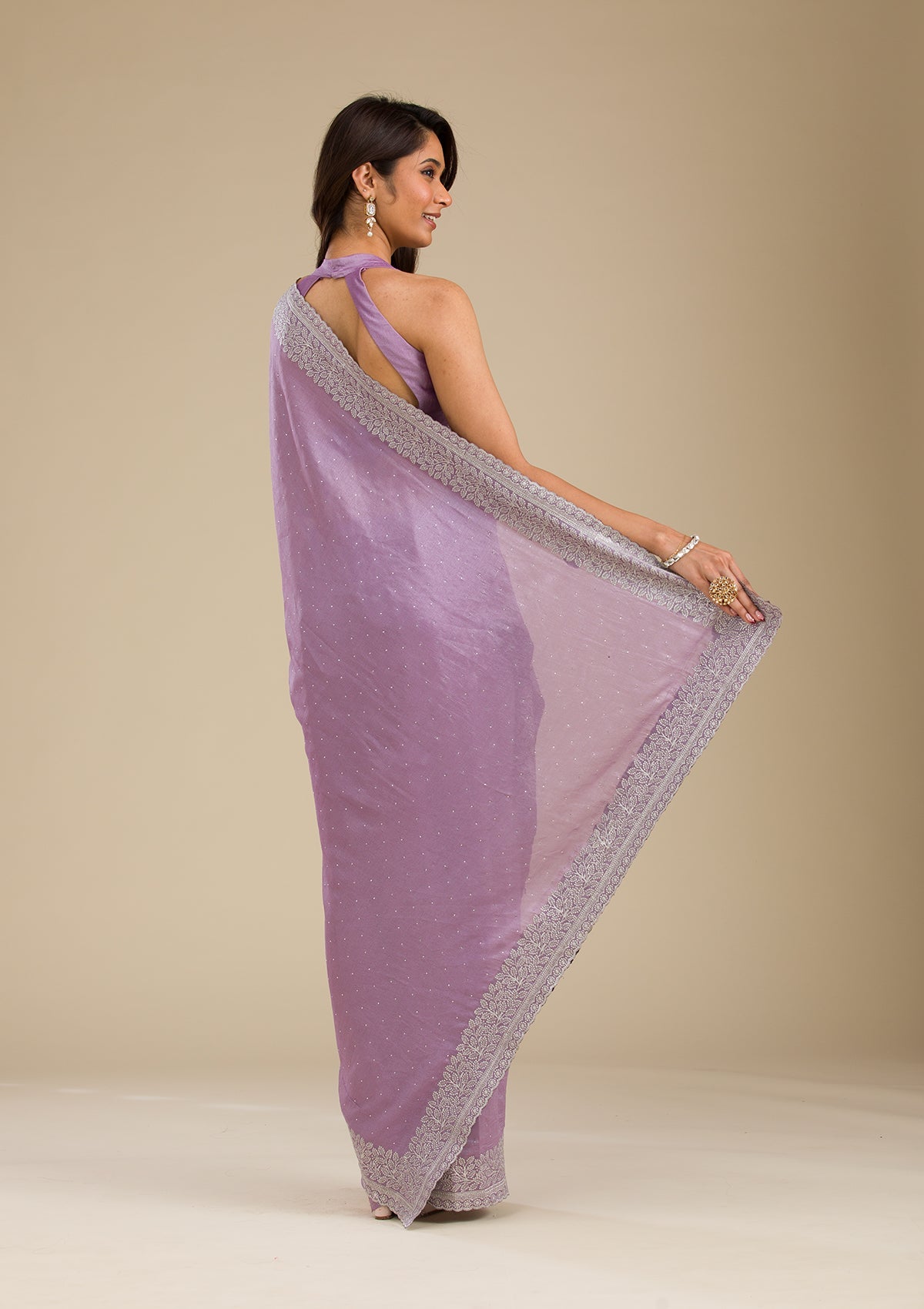 Purple Zariwork Soft Silk Saree-Koskii