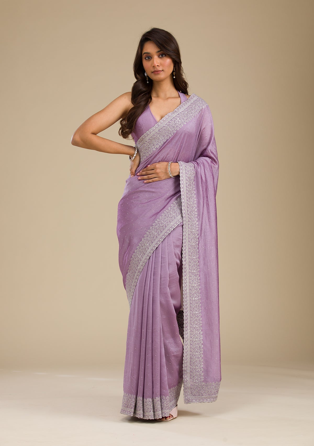 Purple Zariwork Soft Silk Saree-Koskii