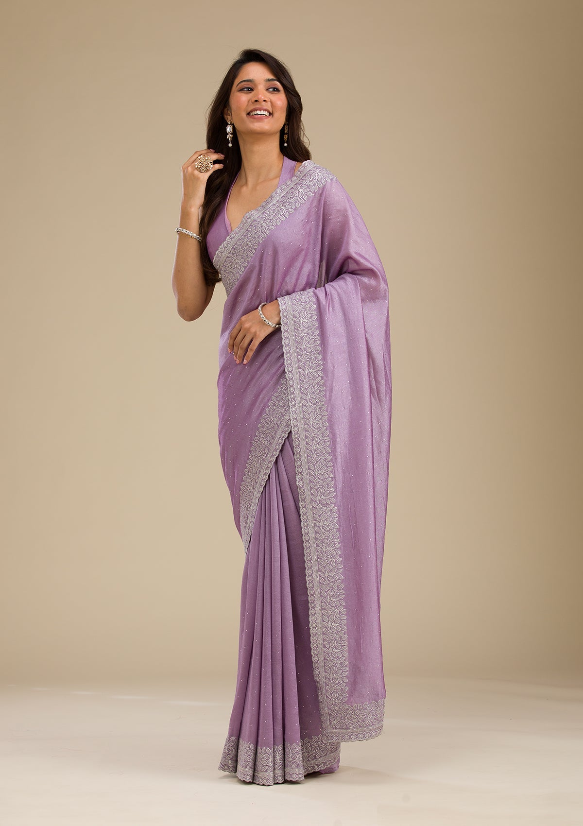 Purple Zariwork Soft Silk Saree-Koskii