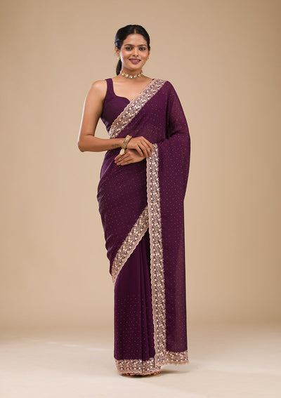 Purple Zariwork Soft Silk Saree