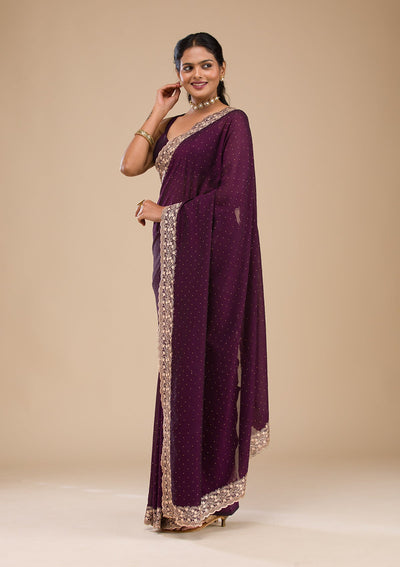 Purple Zariwork Soft Silk Saree