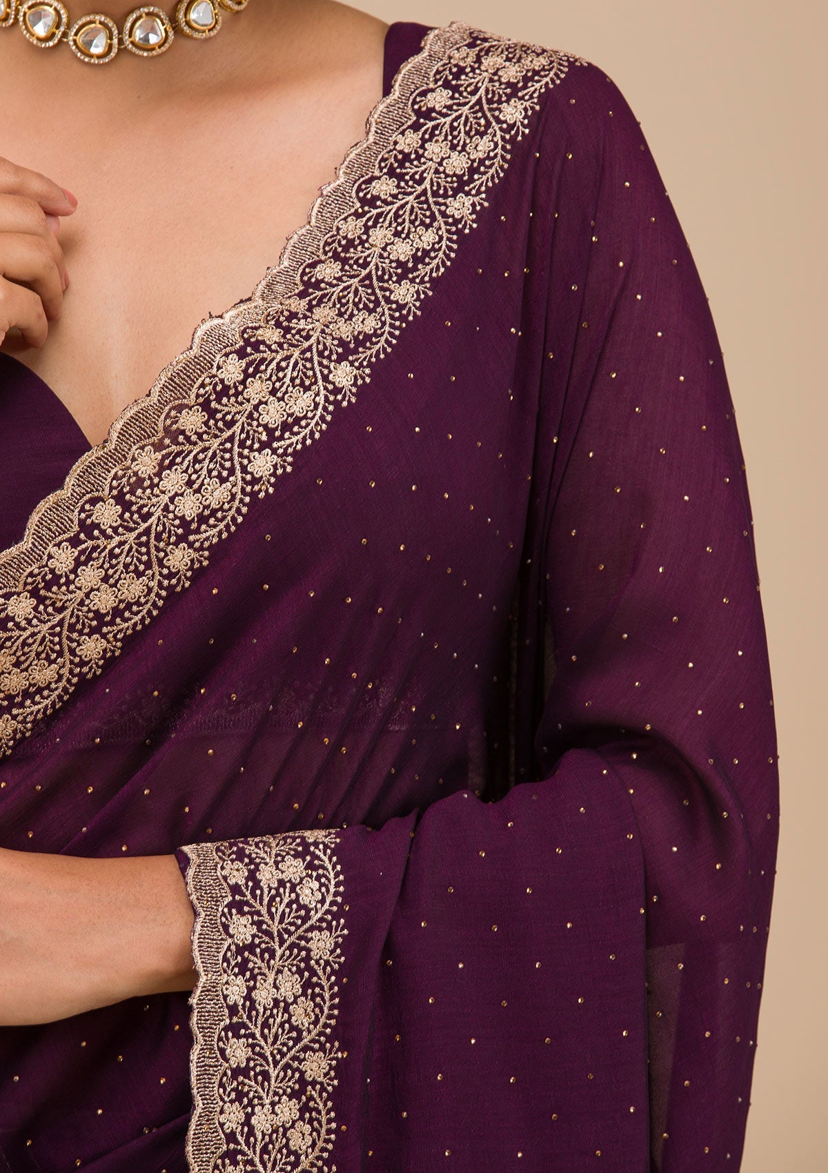 Purple Zariwork Soft Silk Saree