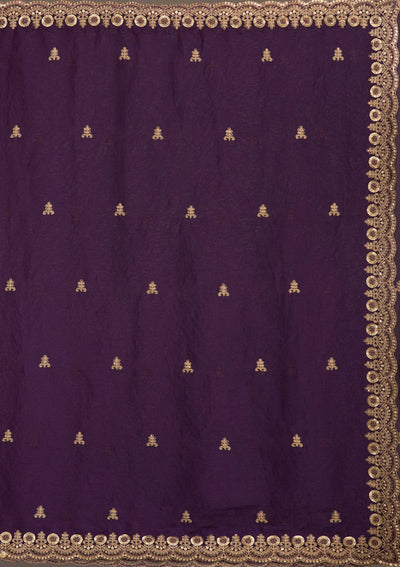 Purple Zariwork Tissue Saree-Koskii