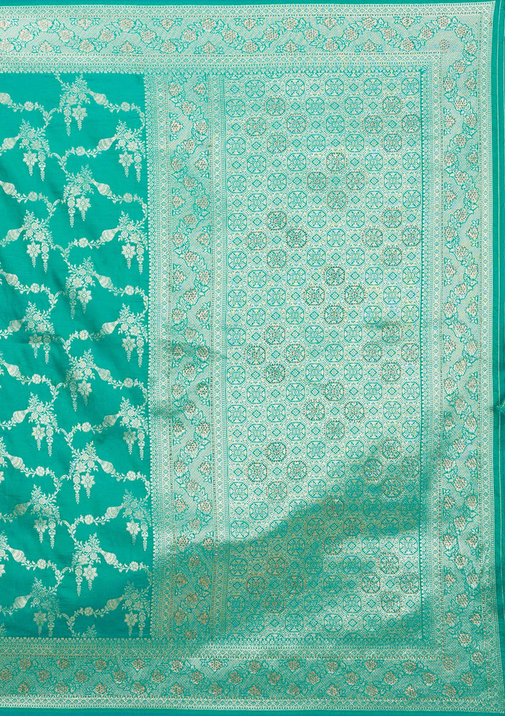 Rama Green Stonework Art Silk Saree-Koskii
