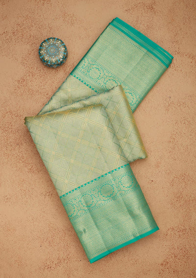 Rama Green Zariwork Pure Silk Saree-Koskii