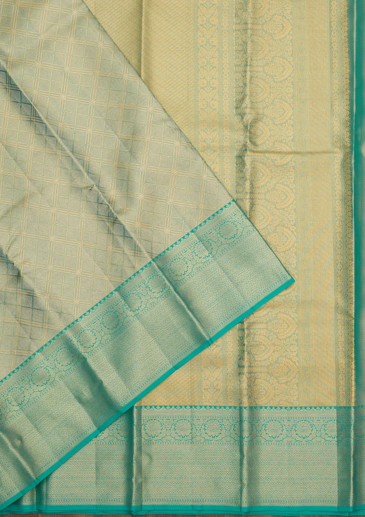 Rama Green Zariwork Pure Silk Saree-Koskii